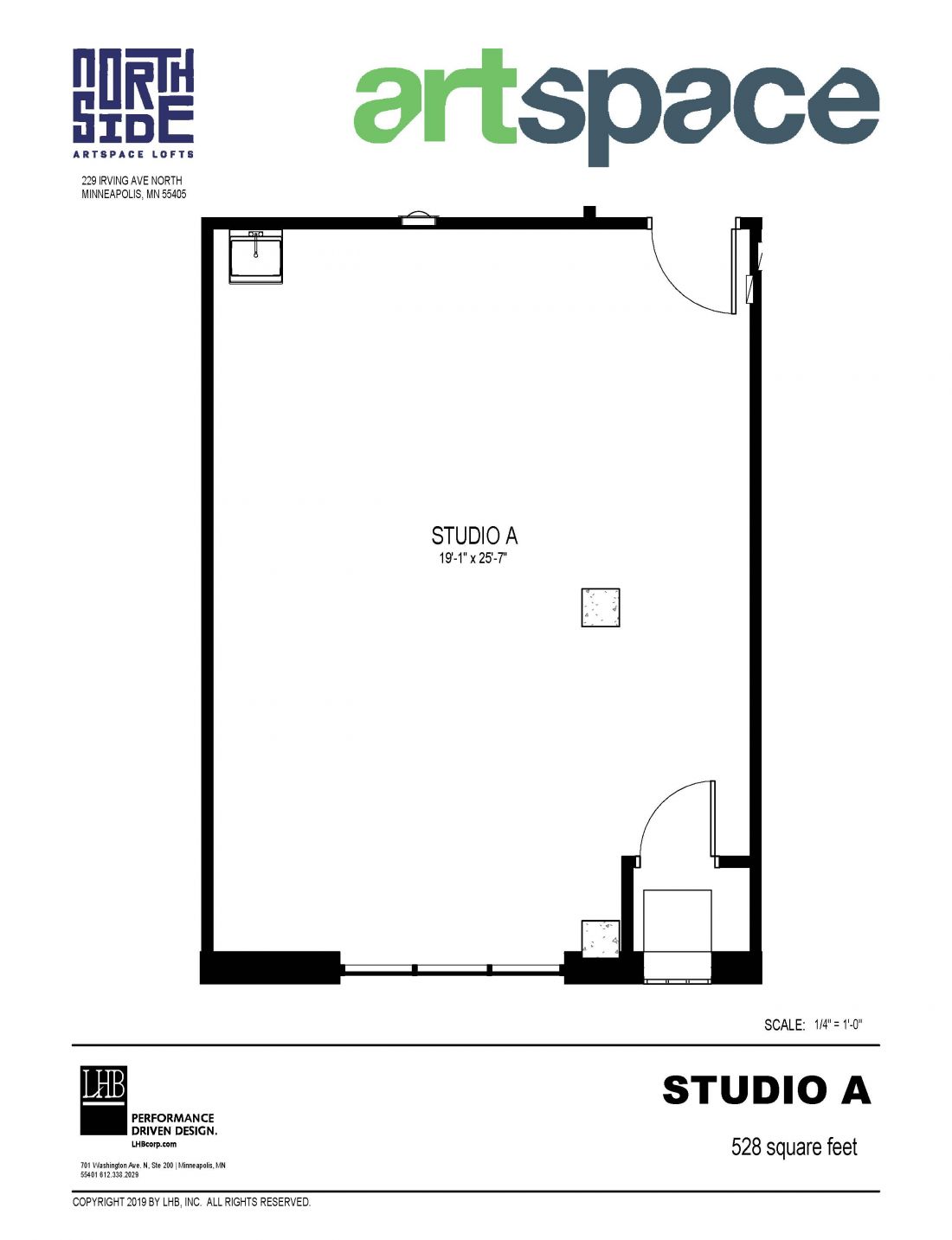 Studio Floor Plan for Studio A.
