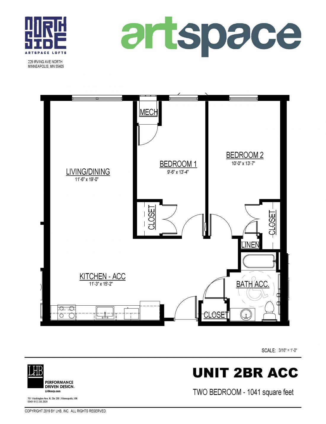 2 Bedroom Floor Plan for Unit 2BR ACC.