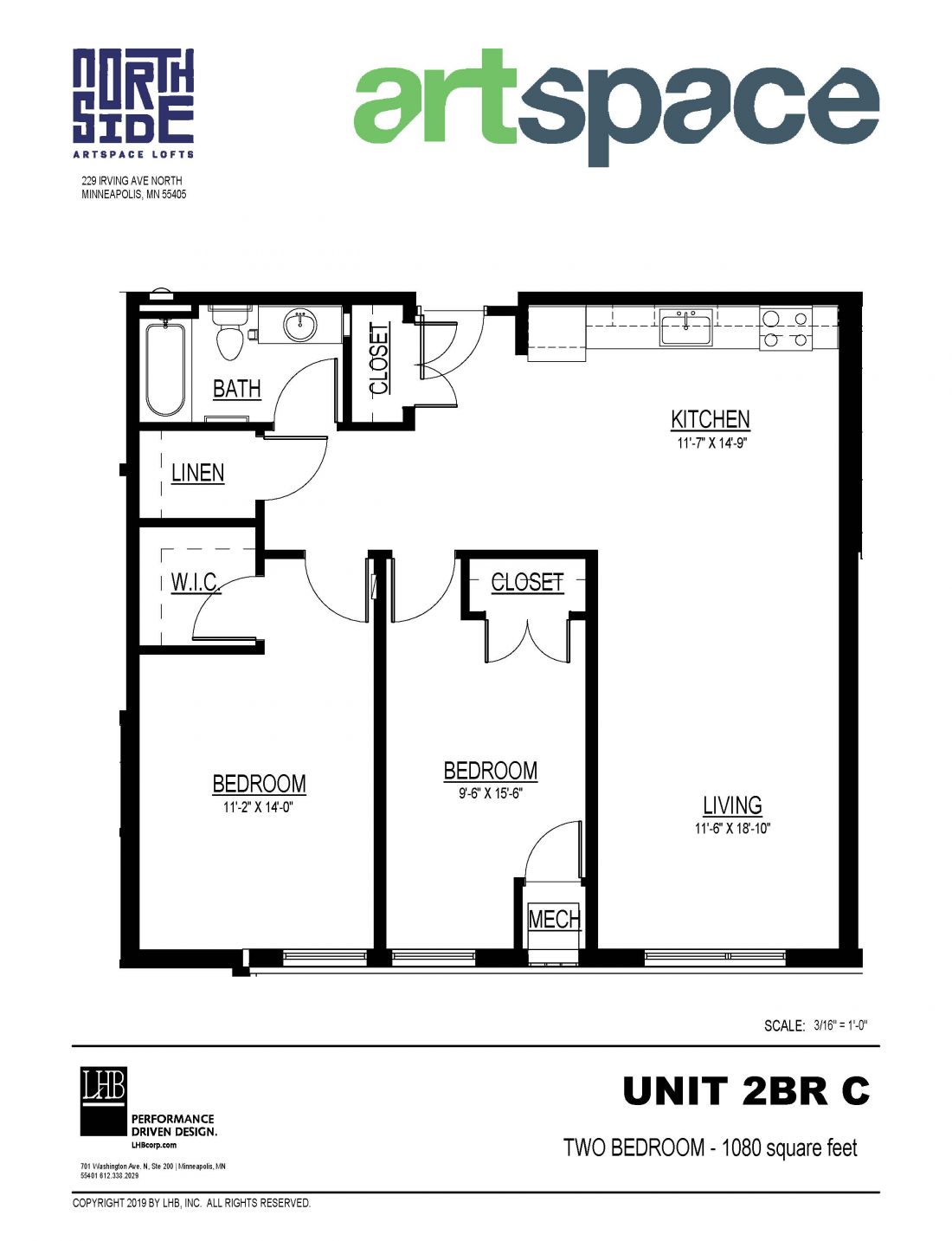 2 Bedroom Floor Plan for Unit 2BR C.