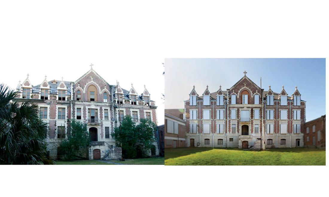 Then and now of the Bell Artspace Campus (2018) in New Orleans, LA.