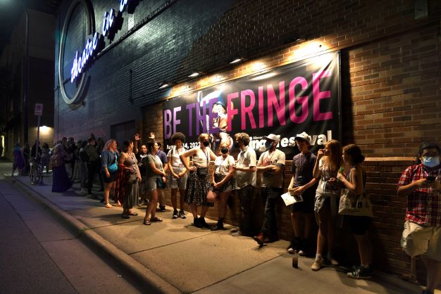 Line of patrons waiting 