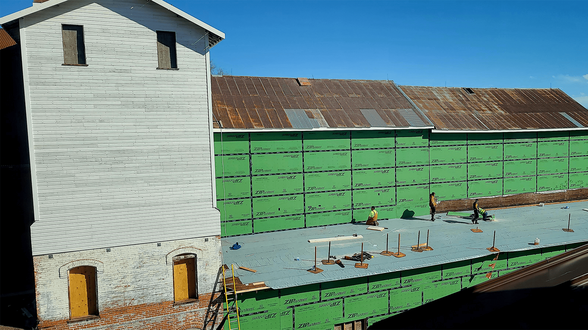 Exterior construction of the Artspace Feed & Grain