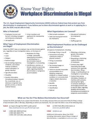 Know Your Rights: Workplace Discrimination is Illegal