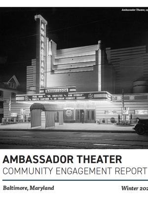Historic black and white photo of Ambassador Theater 1935