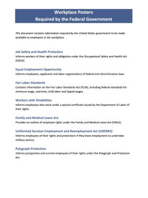 Federal Government Workplace Posters