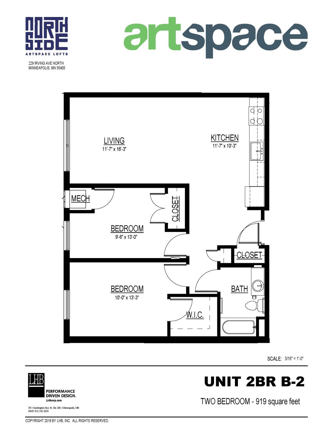 2 Bedroom Floor Plan for Unit 2BR B-2.