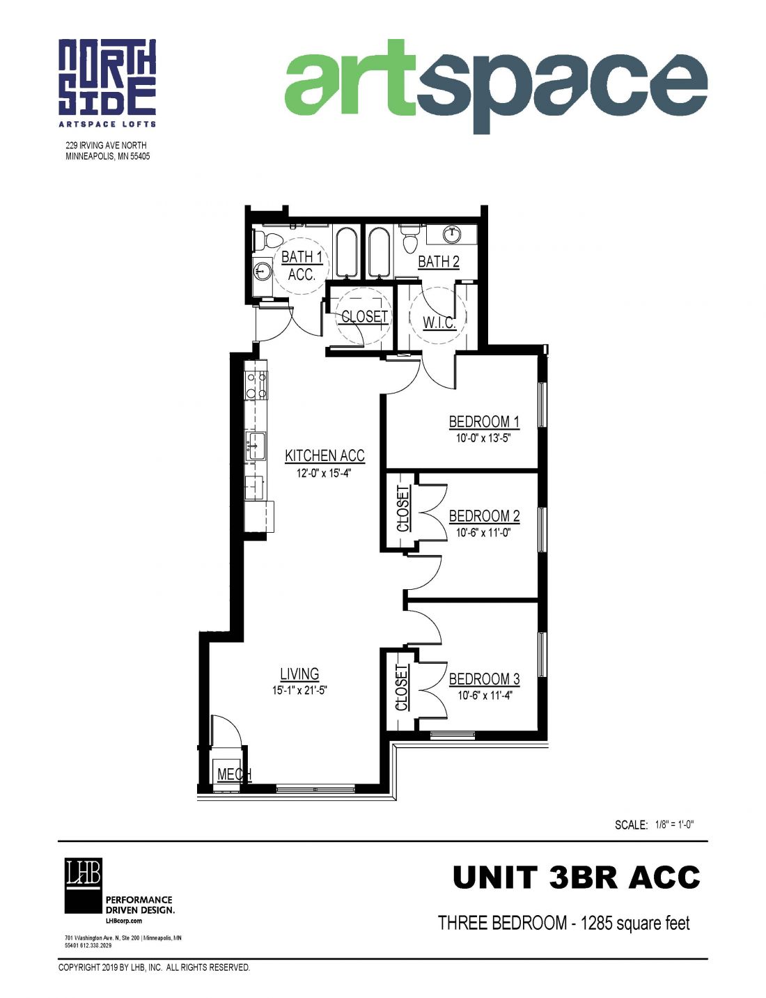 3 Bedroom Floor Plan for Unit 3BR ACC.