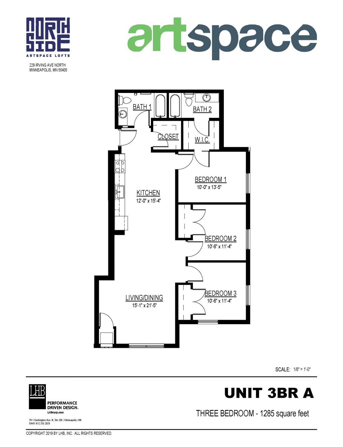 3 Bedroom Floor Plan for Unit 3BR A.