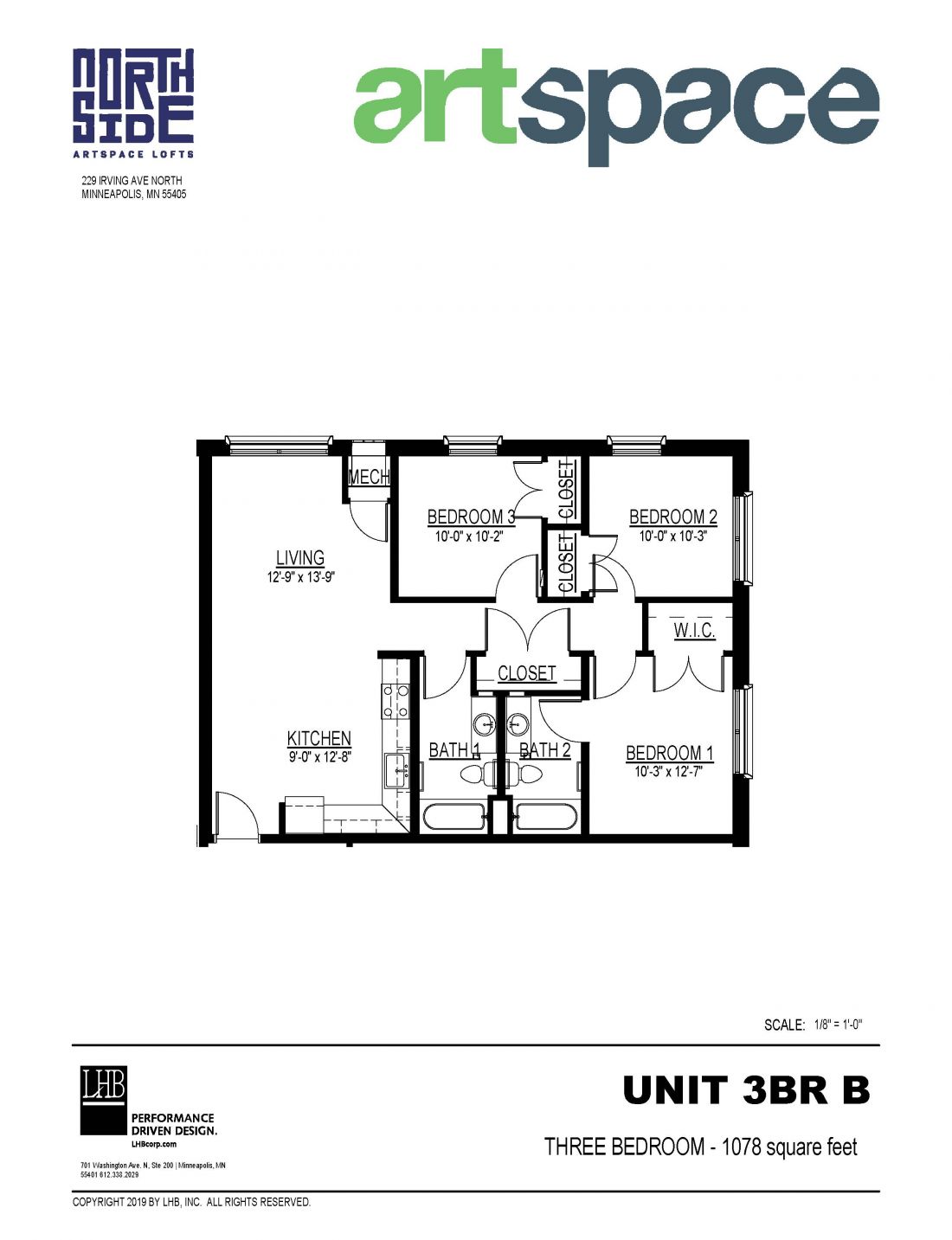 3 Bedroom Floor Plan for Unit 3BR B.