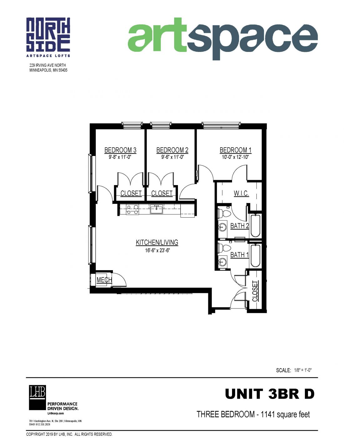 3 Bedroom Floor Plan for Unit 3BR D.