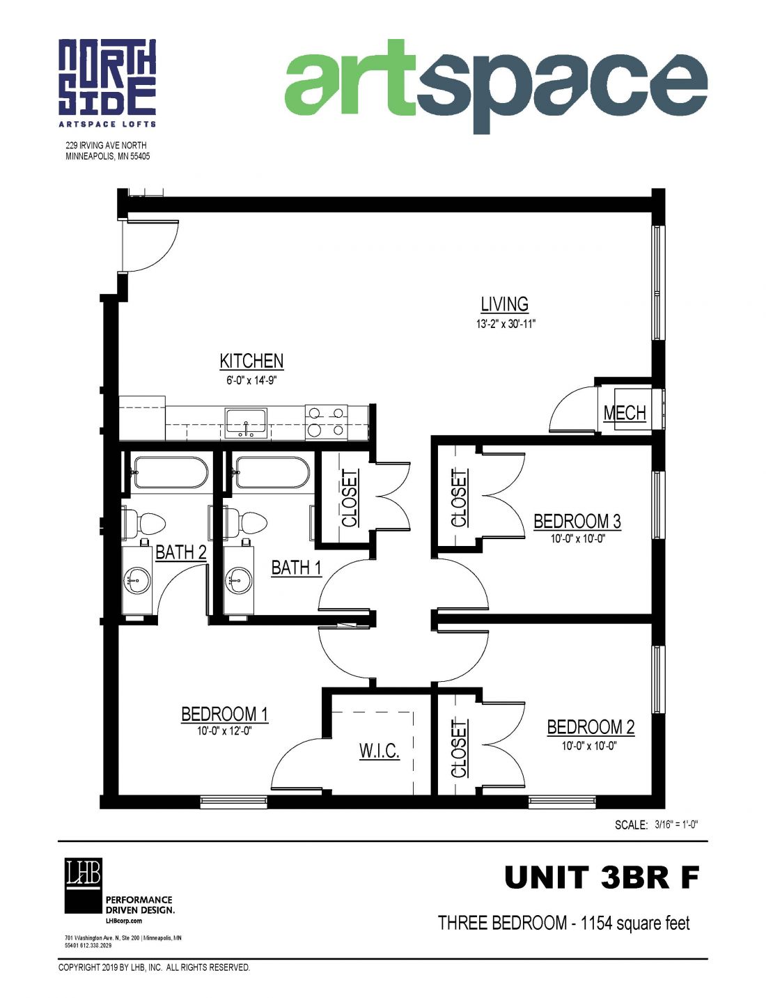 3 Bedroom Floor Plan for Unit 3BR F.