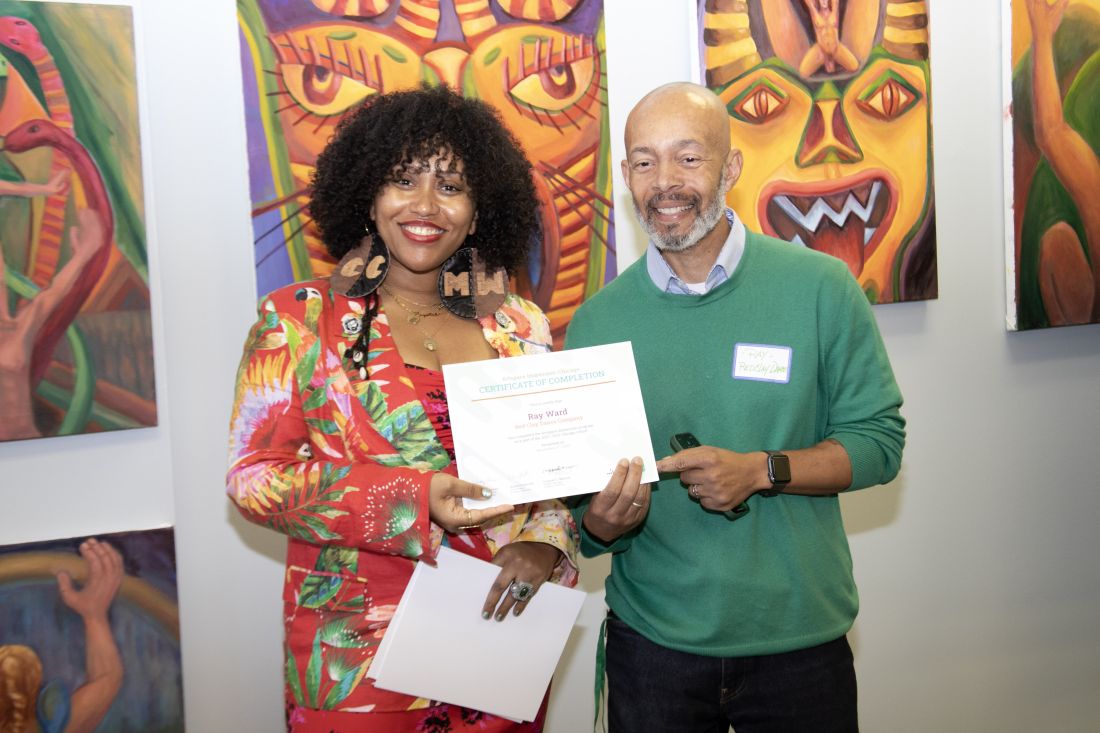 Ray Ward with certificate of completion for Artspace Immersion: Chicago.