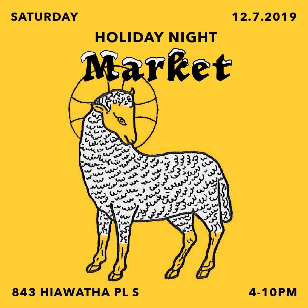 Holiday Night Market Graphic - a sheep with a halo