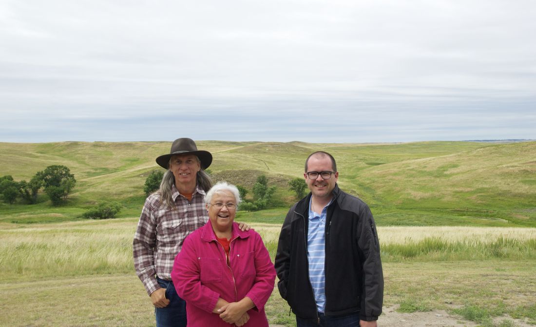 Group photo on the Pine Ridge Reservation with Friends Craig (CAIRNS), Peter Strong, and resident writer.