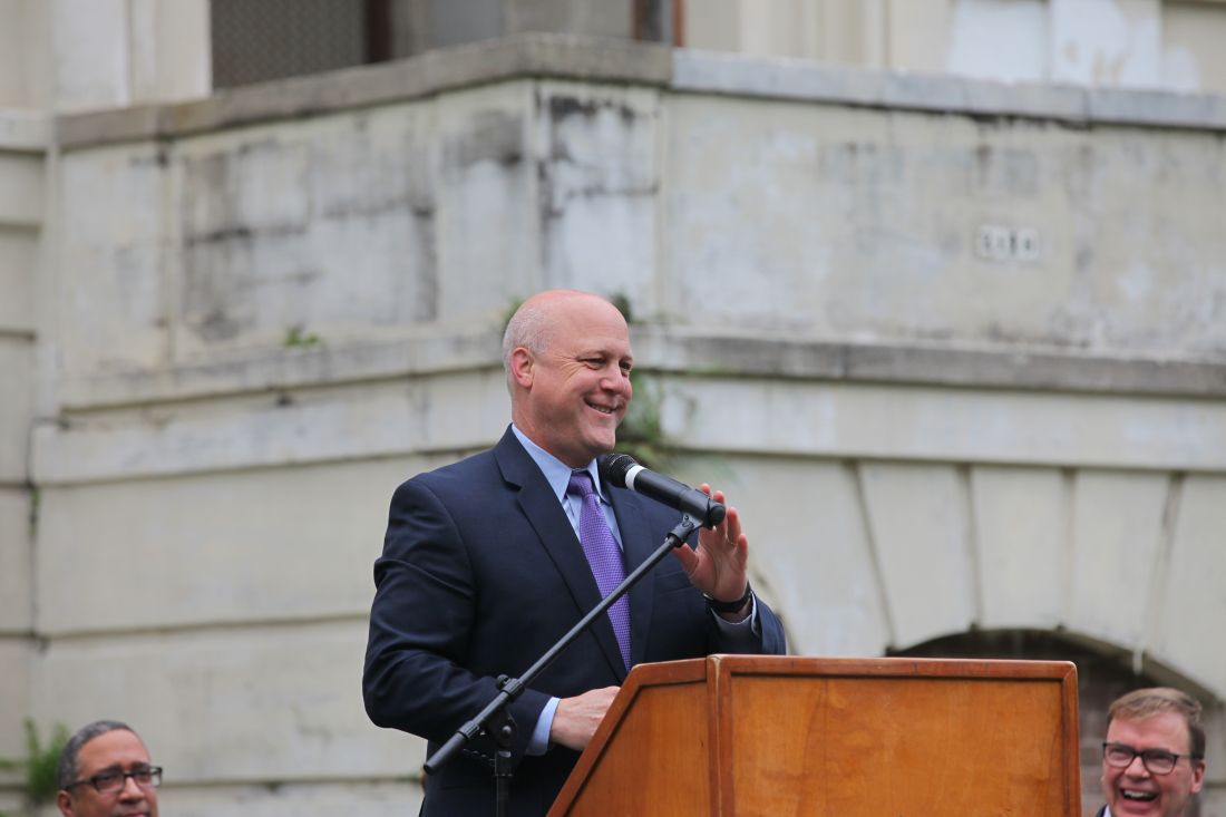 Speaking at the ground breaking.