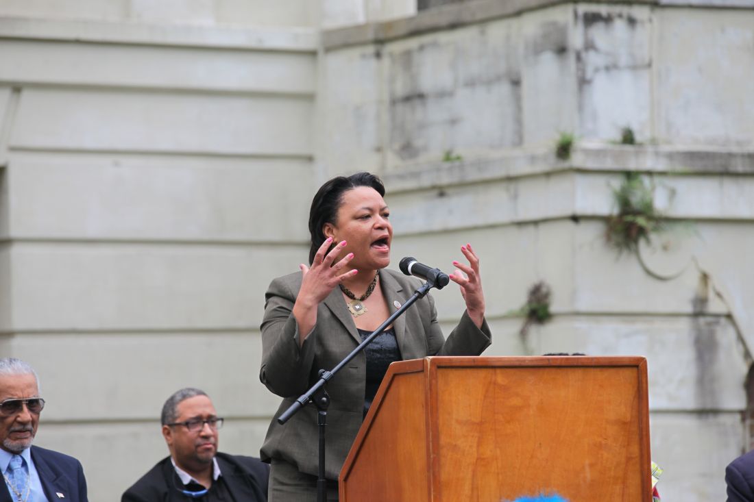 Speaking at the ground breaking.