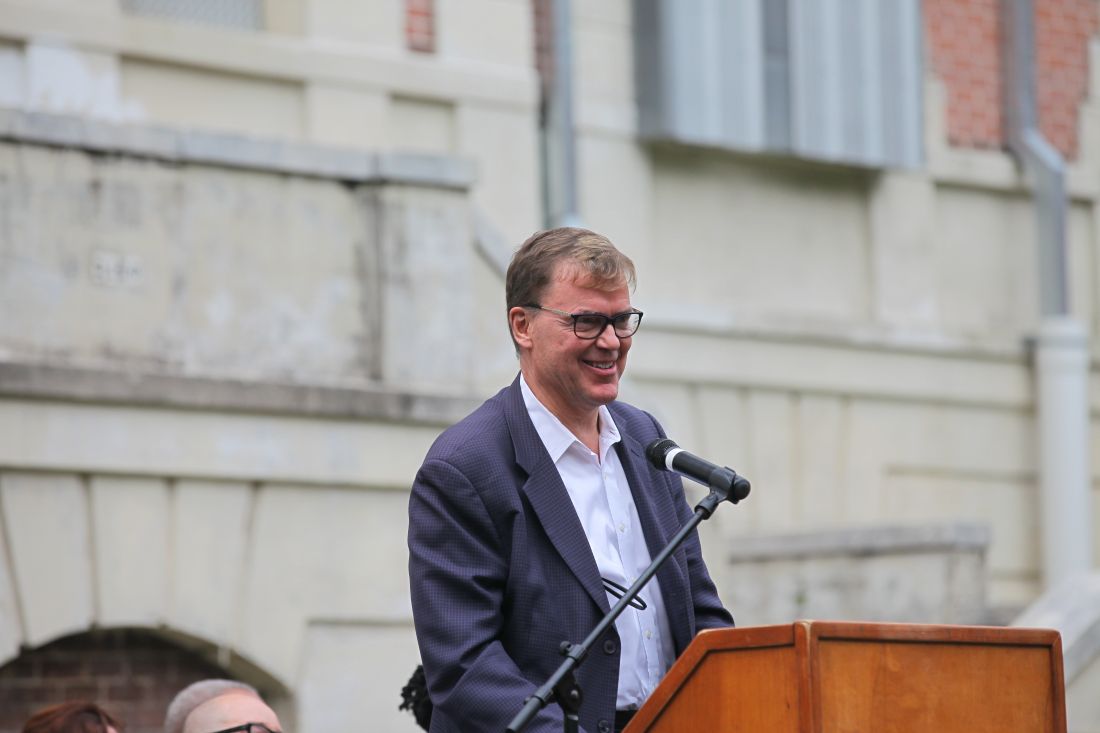 Speaking at the ground breaking.