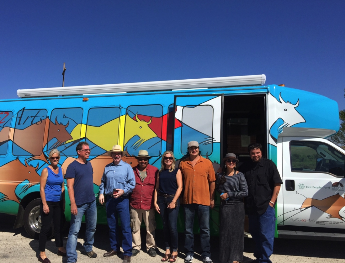 Group photo with the designed Rolling Rez bus.