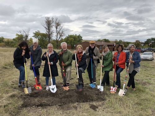 Ground breaking ceremony at Oglala Lakota Artspace Center. Photo by Naomi Chu, 2018.