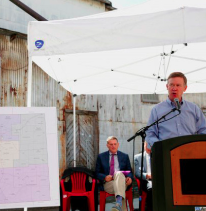Governor Hickenlooper presenting the "Space To Create" initative at the Artspace Loveland Arts Campus