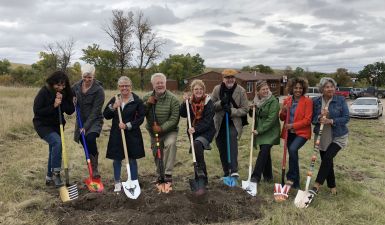 Ground breaking ceremony at Oglala Lakota Artspace Center. Photo by Naomi Chu, 2018.