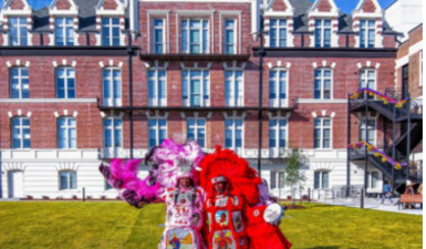 Image of Mardis Gras Indians in front of Bell Artspace